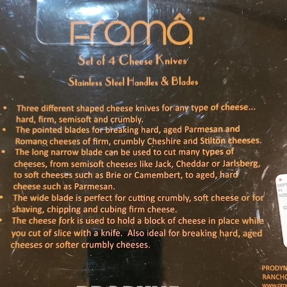 Froma Prodyne Gourmet European Style Stainless Steel Cheese Knives Set Of 4